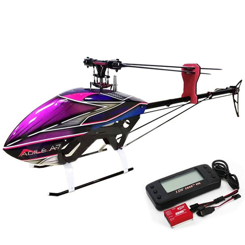 AGILE A7 6CH 1370mm 3D Flybarless 700 Class RC Helicopter Kit & EBAR V2 Gyro Remote Control
