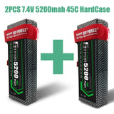 GTFDR RC Car Lipo Battery  2pcs 7.4V 5200mah 45C Hard Case Bateria Lipo For Buggy Truggy Evader BX Traxxas trx4 SCX10 RC SUV